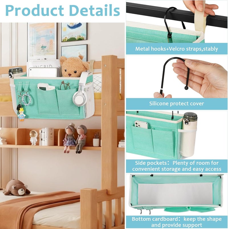 Loghot Bedside Caddy/Bedside Storage Bag Hanging Organizer for Bunk and Hospital Beds,Dorm Rooms Bed Rails,Can be Placed Glasses,Books,Mobile Phones,Keys (Green) - Image 4