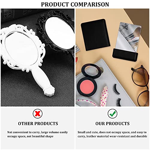 BangBoom Portable Travel Mirror with Protective Cover, Stainless Steel Mirror Compact Ultra Thin, Rectangle Makeup Vanity Mirror Small, Handheld Mirror for Women, Girl, Purses, Pocket (Black) - Image 4