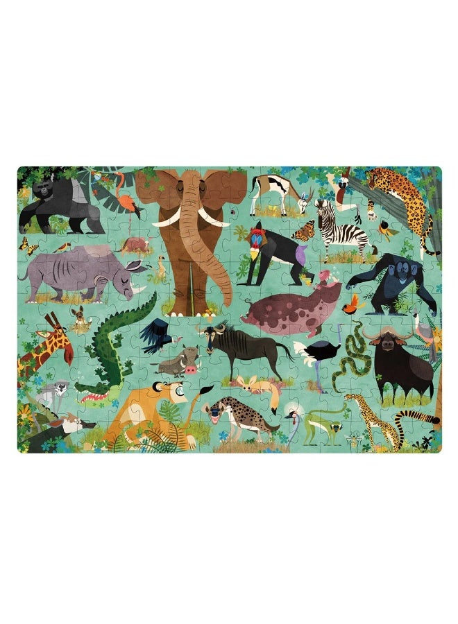 MiDeer Let’s Learn African Animals Puzzle 126 Pieces for Kids 3+, Educational Jigsaw Puzzle with Wildlife Animals, Nature Learning Puzzle Game for Children, Cognitive STEM Toy with Encyclopedia Guide - Image 3