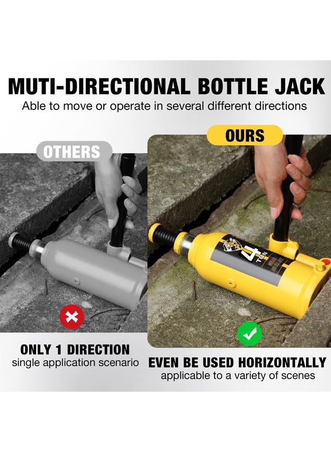 Yellow Jacket 4 Ton Muti-Directional Welded Bottle Jack(8,000lb), Horizontal Bottle Jacks Use for Small Car, Hydraulic Bottle Jack with Carrying Case - Image 3