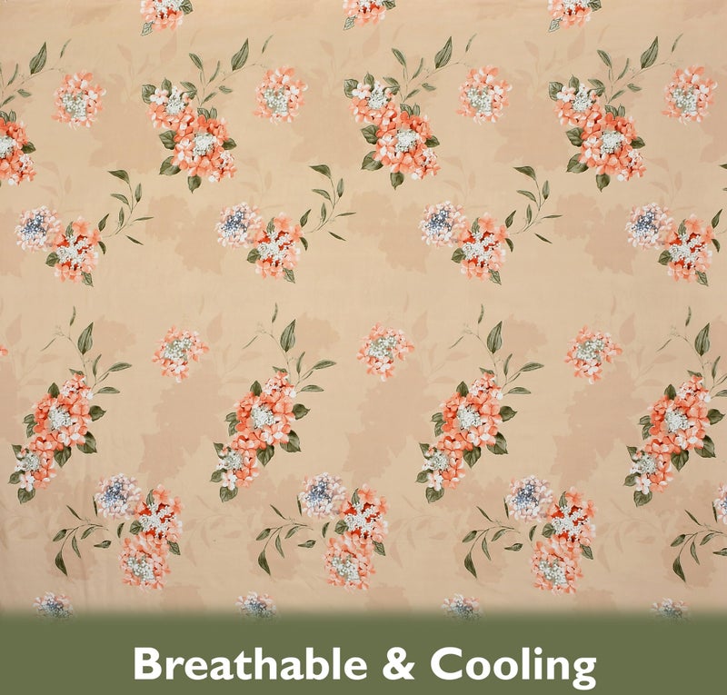 Fresh From Loom Hypoallergenic Floral Print Single Bed Bedsheet with 1 Pillow Covers - Microfiber, 240 TC (60 x 90 inch| Beige, Floral Design) - Image 4