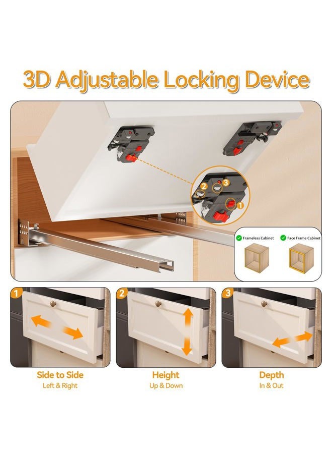 Chibery 12 15 18 21 Inch Undermount Soft Close Drawer Slides, Full Extension 3D Locking Device, Rear Mount Brackets, Concealed Bottom Mount Rails for face Frame Cabinet, 100 LB（18 inch, 1 Pair） - Image 4