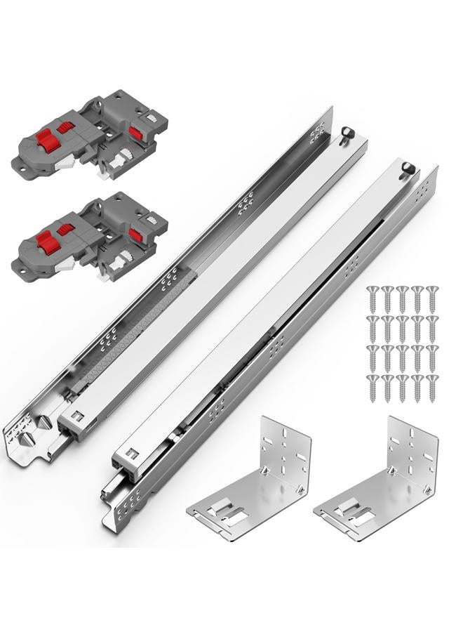 Chibery 12 15 18 21 Inch Undermount Soft Close Drawer Slides, Full Extension 3D Locking Device, Rear Mount Brackets, Concealed Bottom Mount Rails for face Frame Cabinet, 100 LB（18 inch, 1 Pair） - Image 1