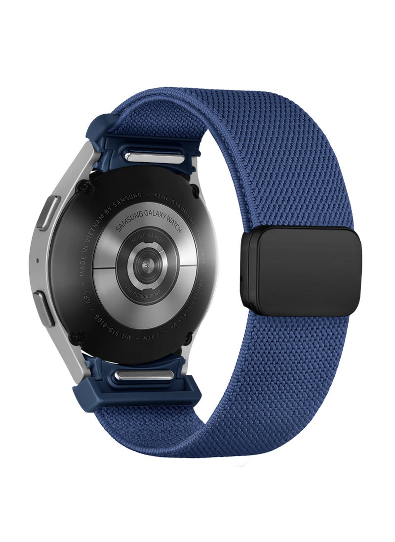 Generic 1 x 5 pcs Adjustable Elastic Nylon Strap for Samsung Watch4/5/6 20mm navy blue 