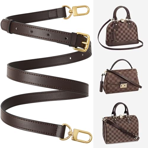 RICLVS Genuine Vachetta Leather Crossbody Strap Genuine Leather Adjustable Replacement Strap for Shoulder Bag Handbag Purse Coffee - Image 3