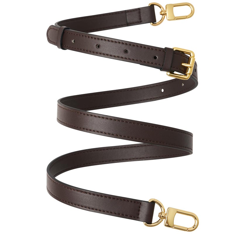 RICLVS Genuine Vachetta Leather Crossbody Strap Genuine Leather Adjustable Replacement Strap for Shoulder Bag Handbag Purse Coffee - Image 2