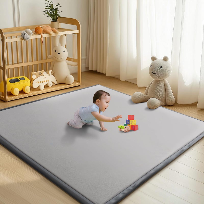 DoCred Baby Play Mat for Floor - 1.4" Thick Memory Foam Rug, 70"x59" Playpen Tummy Time Mat, Soft Velvet Nursery Rug, Large Padded Crawling Mats, Cushioned Pads for Playroom Toddlers, Infants, Yoga, Tatami - Image 1
