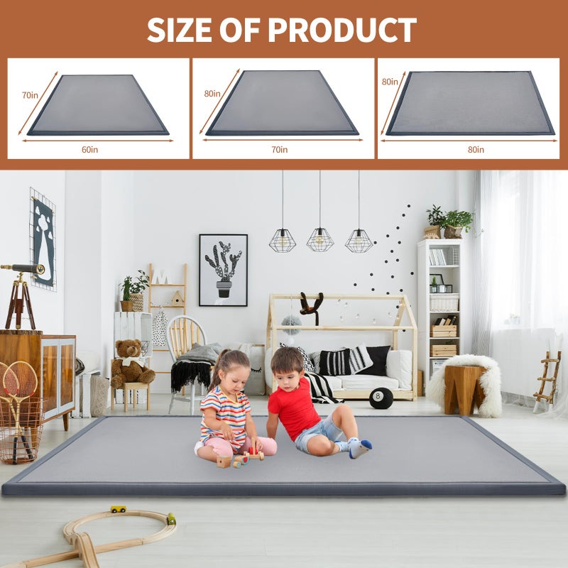 DoCred Baby Play Mat for Floor - 1.4" Thick Memory Foam Rug, 70"x59" Playpen Tummy Time Mat, Soft Velvet Nursery Rug, Large Padded Crawling Mats, Cushioned Pads for Playroom Toddlers, Infants, Yoga, Tatami - Image 5
