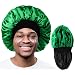 Himoswis Bonnet for Men,Hair Bonnet for Sleeping,Double Layer Satin Bonnets for Black Women Curly Hair Braids,Reversible Sleep Cap (Large,Black/Green) - Image 2