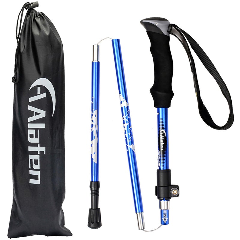 A ALAFEN Aluminum Collapsible Ultralight Travel Trekking Hiking Pole for Men and Women (Fits 5'3" - 6'2"), Single Pole (1 Pack), Blue - Image 2