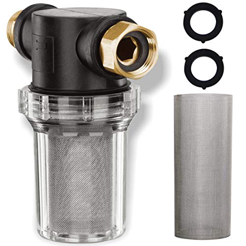 Twinkle Star Hose Filter Attachment Line Water Hose Filter with 100 Mesh and 40 Mesh Screen, 2Pcs O-Ring, Garden Hose Filter Pressure Washer Inlet for RV Camping Car Wash Water Hose - Image 1