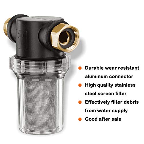 Twinkle Star Hose Filter Attachment Line Water Hose Filter with 100 Mesh and 40 Mesh Screen, 2Pcs O-Ring, Garden Hose Filter Pressure Washer Inlet for RV Camping Car Wash Water Hose - Image 3