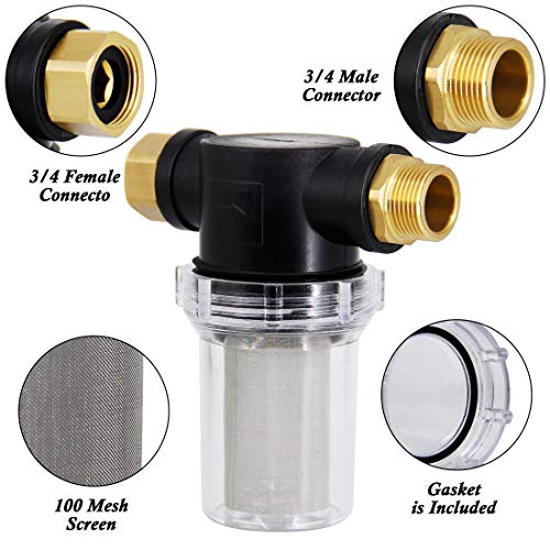 Twinkle Star Hose Filter Attachment Line Water Hose Filter with 100 Mesh and 40 Mesh Screen, 2Pcs O-Ring, Garden Hose Filter Pressure Washer Inlet for RV Camping Car Wash Water Hose - Image 2