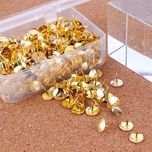 Yalis Thumb Tacks 500-count, 3/8-inch Steel Roundness Push Pins Office Tacks for Corkboard (Gold) - Image 3