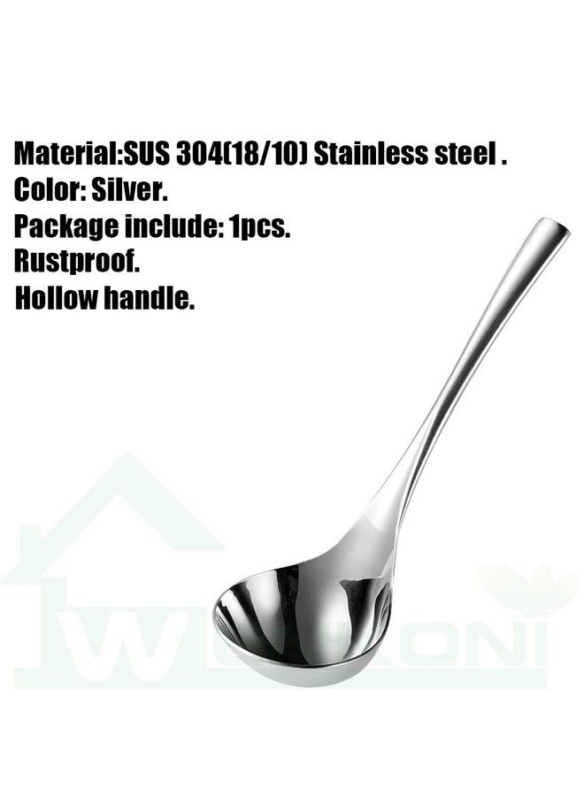 Wenkoni Small Soup Ladlesauce Ladlegravy Soup Spoon Ladle 1 Pack Hollow Handle Sus 304 (18/10) Stainless Steel 8‘’ Ladle (Color:Silver). - Image 5
