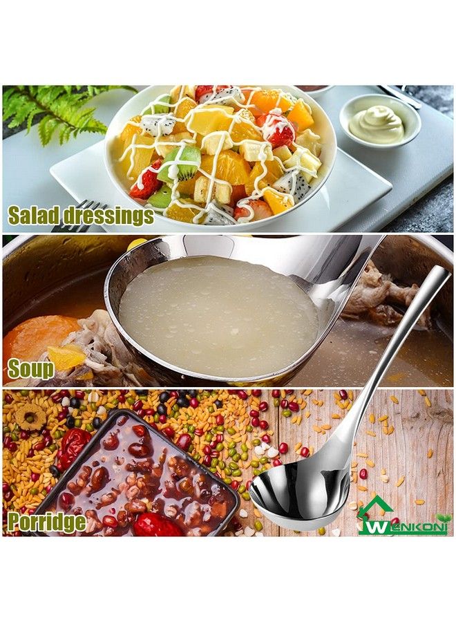 Wenkoni Small Soup Ladlesauce Ladlegravy Soup Spoon Ladle 1 Pack Hollow Handle Sus 304 (18/10) Stainless Steel 8‘’ Ladle (Color:Silver). - Image 4