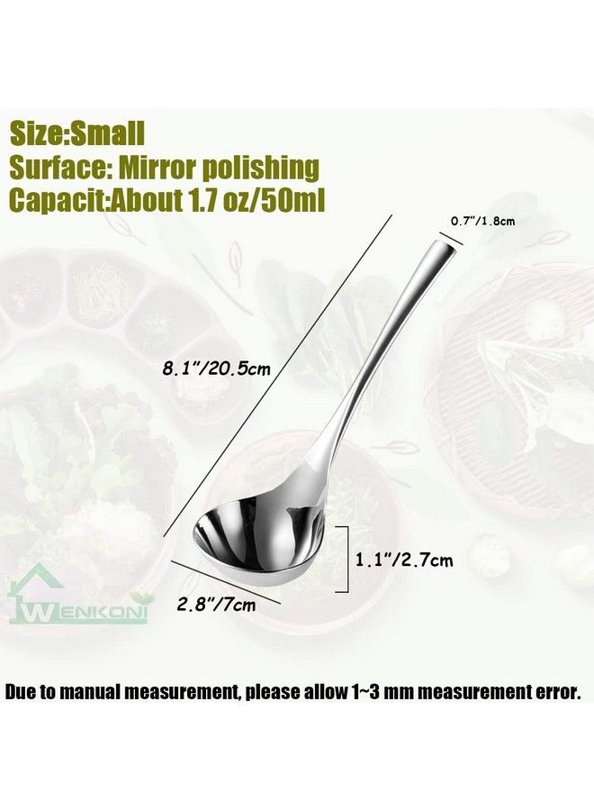 Wenkoni Small Soup Ladlesauce Ladlegravy Soup Spoon Ladle 1 Pack Hollow Handle Sus 304 (18/10) Stainless Steel 8‘’ Ladle (Color:Silver). - Image 3