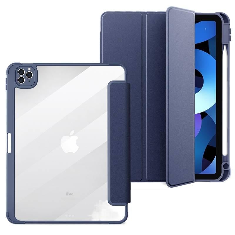 DGG حافظة آيباد شفافة بظهر واضح لجهاز iPad 10.2 / iPad 9.7 مع حامل قلم باللون أزرق بظهر شفاف باللون الأزرق - Image 1