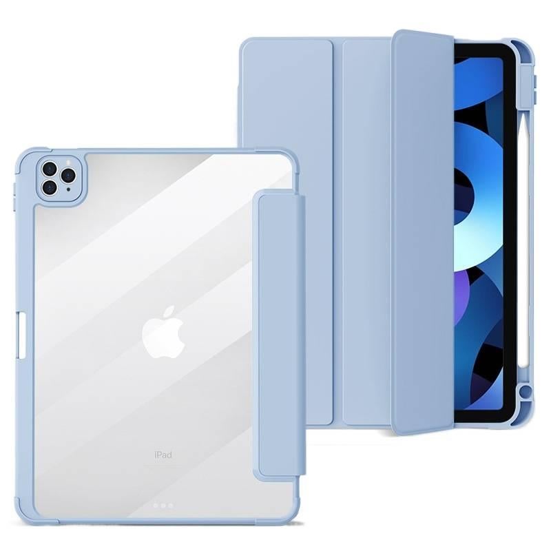 DGG حافظة آيباد شفافة بظهر واضح لجهاز iPad 10.2 / iPad 9.7 مع حامل قلم باللون أزرق بظهر شفاف باللون الأزرق - Image 3