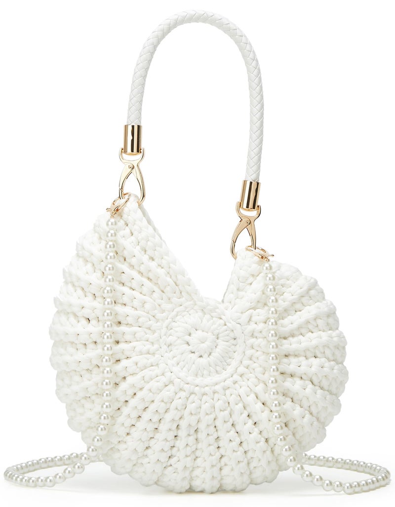 Hzxsny Handmade Crochet Tote Bag Seashell Purse for Women Boho Shell Handbag Crossbody Shoulder Bag Summer Beach Clutch Hobo Handbag - Image 1