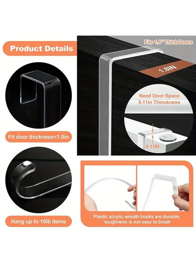 2Pcs Transparent Door Hanging Hook Heavy Duty Non Slip Wreath Hanger - Image 5