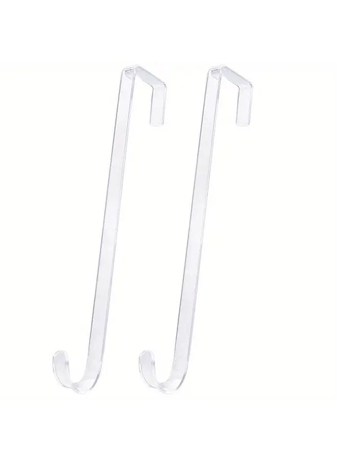 2Pcs Transparent Door Hanging Hook Heavy Duty Non Slip Wreath Hanger - Image 1