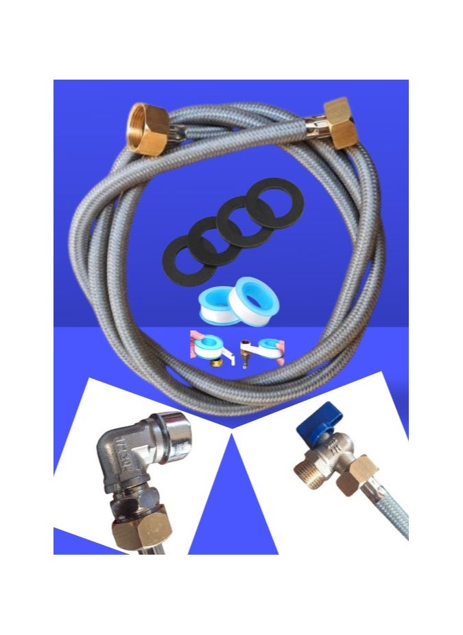 Shams 2.5 meter washing machine hose, copper nut with Teflon, pipe and washing machine tap  - Image 1