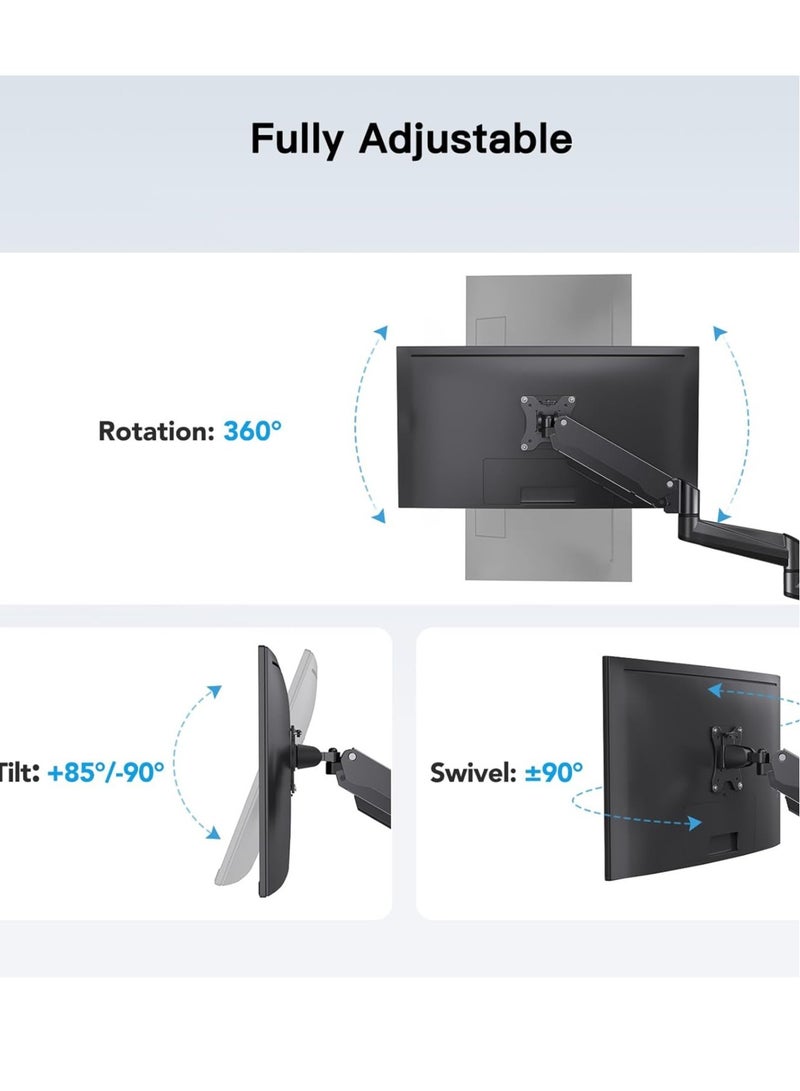 NEW Triple Monitor Mount for 17-32 Inch Screens – Height Adjustable Monitor Arm, Holds Up to 8kg per Arm, Black  - Image 4
