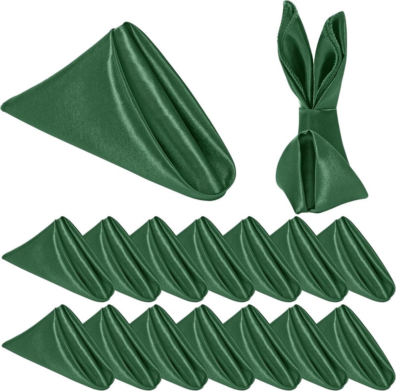 Homiest 12 Pack Forest Green Satin Napkins 20x20 Inches Dinner Napkins Decor Square Decorative Napkins Silky Elegant Wedding Napkins Table Cloth Napkins for Restaurant Banquet Graduation Party - Image 1
