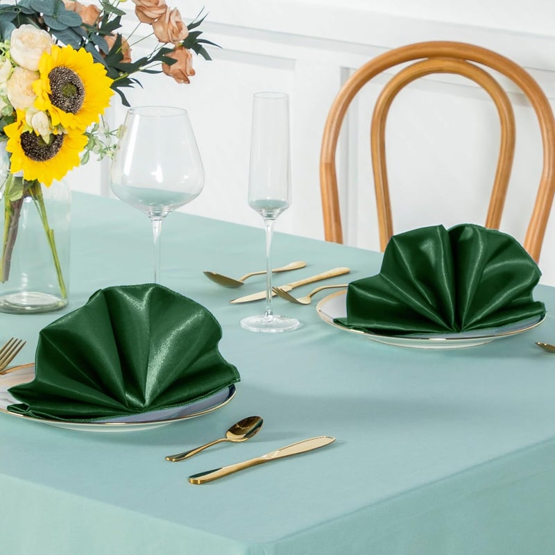 Homiest 12 Pack Forest Green Satin Napkins 20x20 Inches Dinner Napkins Decor Square Decorative Napkins Silky Elegant Wedding Napkins Table Cloth Napkins for Restaurant Banquet Graduation Party - Image 3