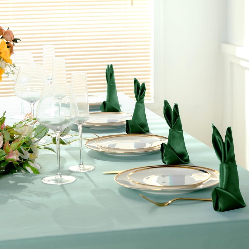 Homiest 12 Pack Forest Green Satin Napkins 20x20 Inches Dinner Napkins Decor Square Decorative Napkins Silky Elegant Wedding Napkins Table Cloth Napkins for Restaurant Banquet Graduation Party - Image 4