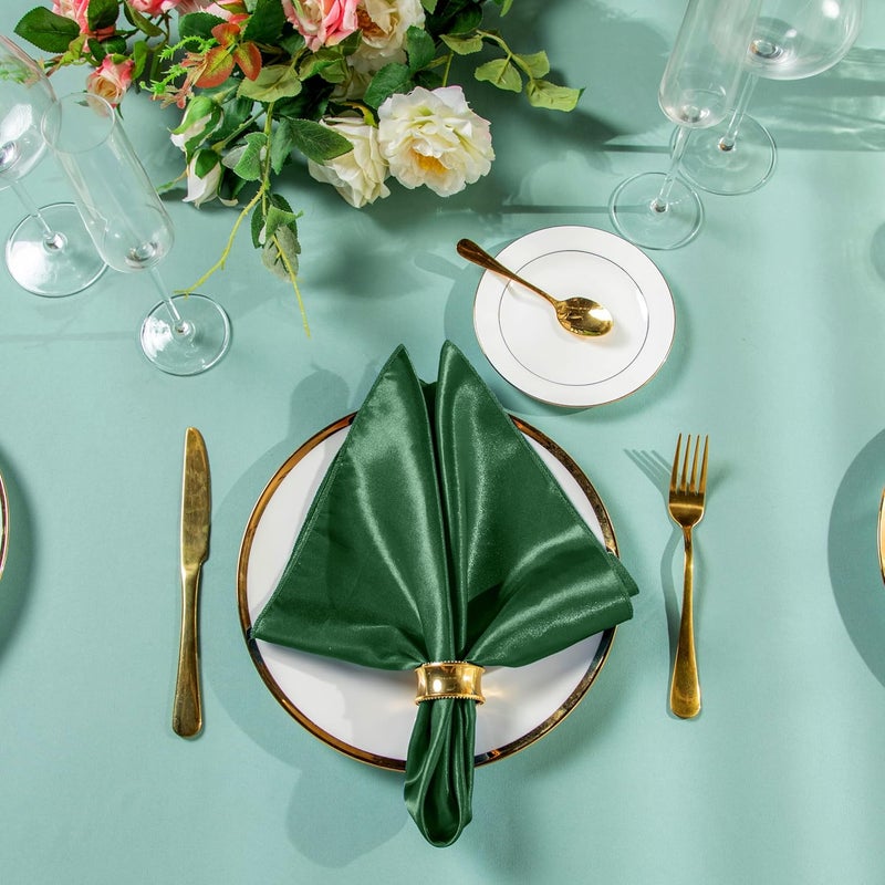 Homiest 12 Pack Forest Green Satin Napkins 20x20 Inches Dinner Napkins Decor Square Decorative Napkins Silky Elegant Wedding Napkins Table Cloth Napkins for Restaurant Banquet Graduation Party - Image 2