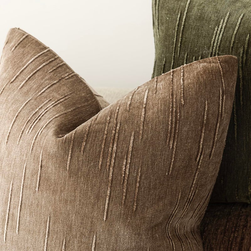 Foindtower Pack of 2 Slubby Textured Chenille Throw Decorative Pillow Covers Square Accent Solid Cushion Cover Cozy Neutral Farmhouse Pillow Case for Couch Sofa Bedroom Living Room 22x22 Inch,Brown - Image 4