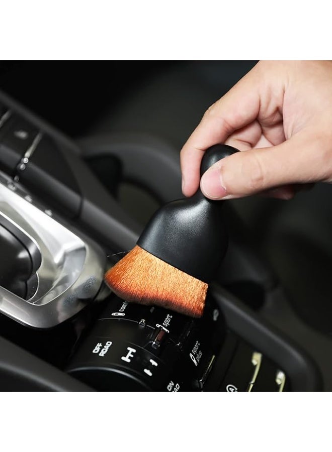 AOCISKA Car Interior Detailing Brush,Soft Bristle Cleaning Brush Car Detailing Brush Dusting Brush,Car Interior Cleaning Tool,Auto Detail Brush Car Dash Duster Brush (Black&Brown) - Image 2