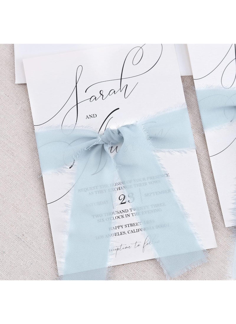 Sweet seven Blue Fringe Chiffon Ribbon - 2 Rolls of 1.57wide "x5.47Yd - Perfect for Flower Bouquets, Gift Wrapping, Crafts, and Wedding Decorations  - Image 3