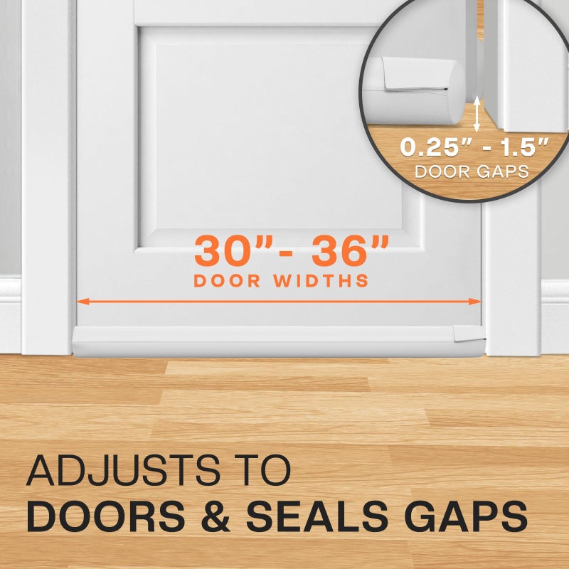 Comfyanno Under Door Draft Stopper - Bottom Door Gap Filler & Seal - Fits 30â€ to 36â€ Door, Block Cold Air, Noise, Sound, Wind, Bugs, Easy to Install, Double Side Block, No Adhesive, White - Image 4