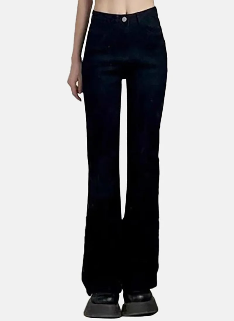 YUNIQEE Black Solid Mid Rise Skinny Fit Bootcut & Flared Jeans