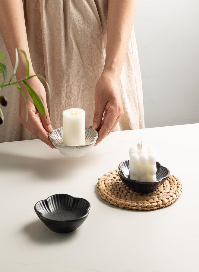 BEUNAIZER Ceramic Pillar Candle Holder Plates, Decorative Candlestick Holder, Tea Light Incense Santo Palo Holders, for Dinning, Party, Wedding, Birthday, Anniversary Decorations, 1pack (Vintage White) - Image 4