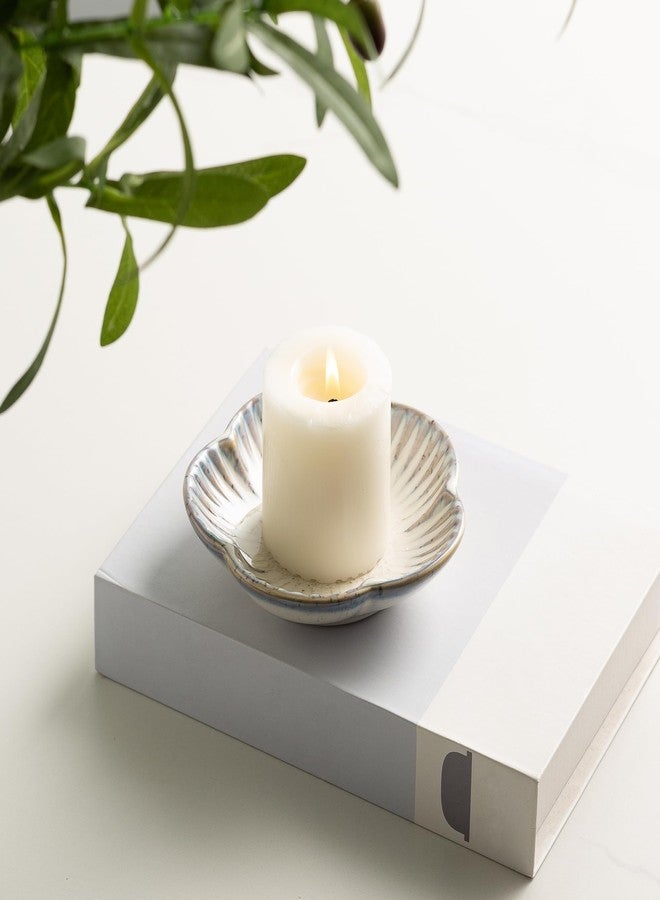BEUNAIZER Ceramic Pillar Candle Holder Plates, Decorative Candlestick Holder, Tea Light Incense Santo Palo Holders, for Dinning, Party, Wedding, Birthday, Anniversary Decorations, 1pack (Vintage White) - Image 5