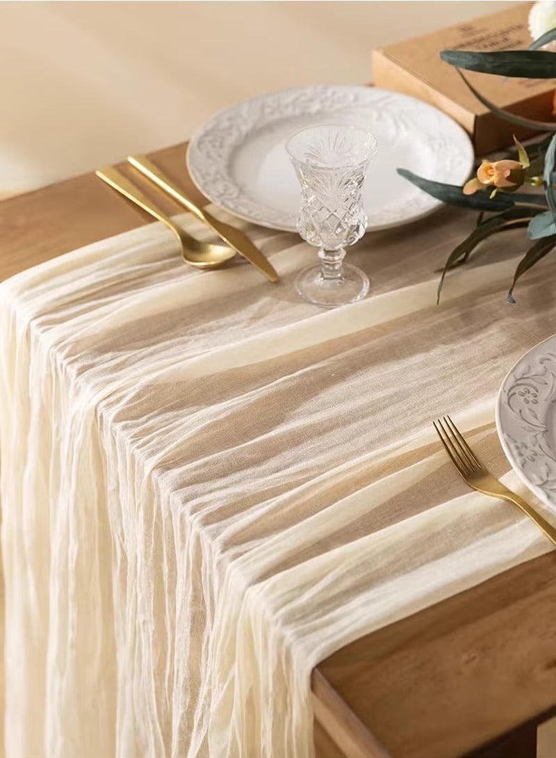 Crumpled Gauze Table Runner, Suitable For Wedding Decoration Holiday Party Reception Decoration  - Image 1