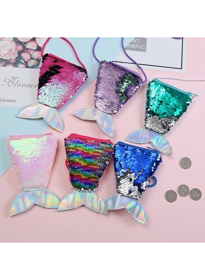 Kutis Mermaid Tails Coin Purses Sparkly Sequins Wallets Handbags Key Holders Pouch with Strap - Image 4