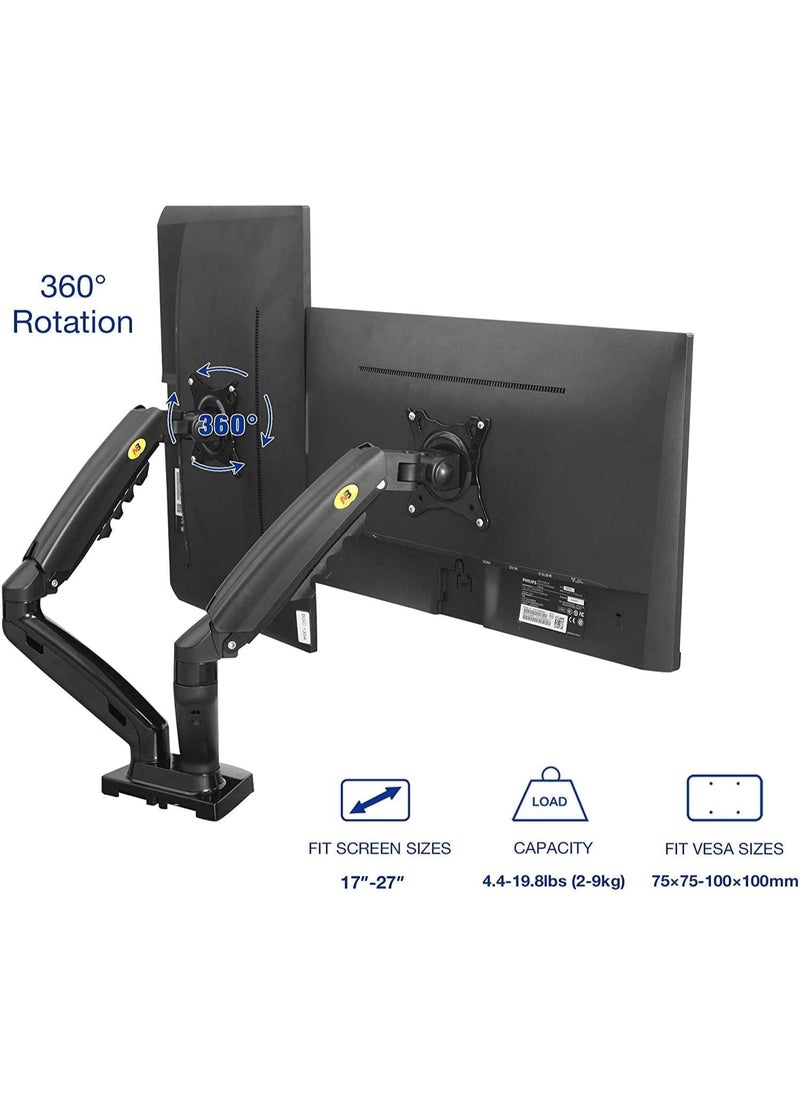 Generic - Dual Monitor Desk Mount Stand Full Motion Swivel Computer Monitor Arm for Two Screens 17-30 Inch with 4.4~19.8lbs Load Capacity for Each - Image 1