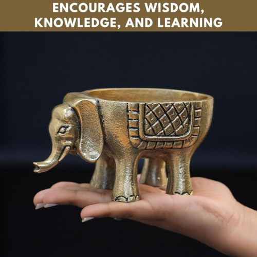 BEHOMA Aluminium Elephant for Good Luck,Statue for Home Decor Tabletop Living Room Office,Candle Holder Gift Showpiece for Valentine's Day,Birthday(Candles/Plants etc not Included),Gold,15.5cm,8.5cm - Image 3