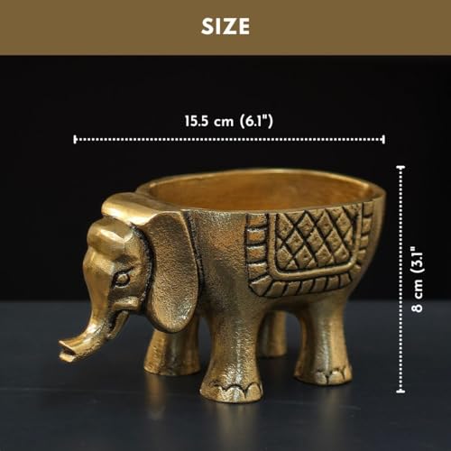 BEHOMA Aluminium Elephant for Good Luck,Statue for Home Decor Tabletop Living Room Office,Candle Holder Gift Showpiece for Valentine's Day,Birthday(Candles/Plants etc not Included),Gold,15.5cm,8.5cm - Image 4