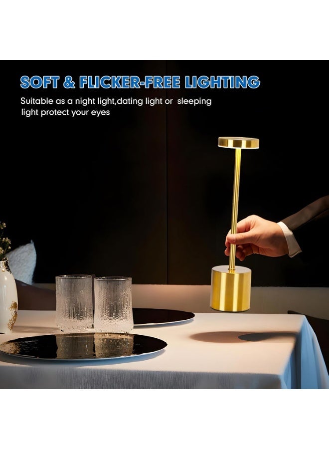 ARSTID LED Table Light Cordless Desk Lamp USB Battery Rechargeable Gold - Image 3