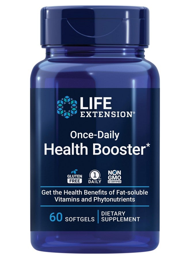 لايف إكستنشن مكمل غذائي Life Extension Once-Daily Health Booster - فيتامينات ومغذيات مكمل لصحة الجسم بالكامل - مركب فيتامين ك، وفيتامين هـ، والزعفران، واللوتين والمزيد - خالٍ من الكائنات المعدلة وراثيًا، وخالي من الجلوتين - 60 كبسولة هلامية - Image 1