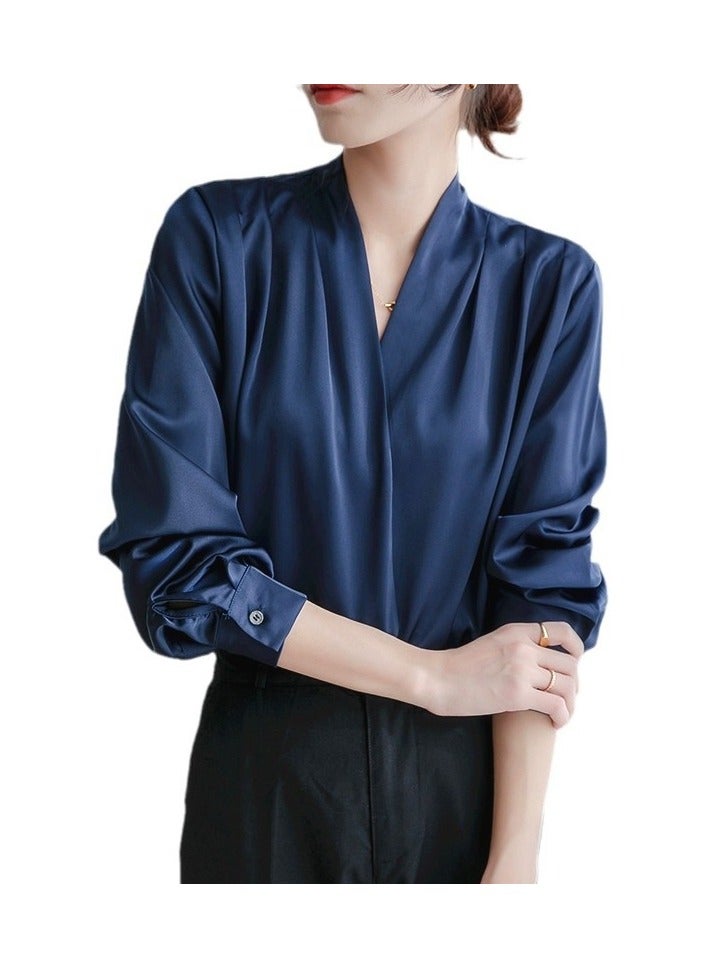 Shougu New Temperament Solid Color Shirt Women's Long Sleeved Shirt  - Image 1