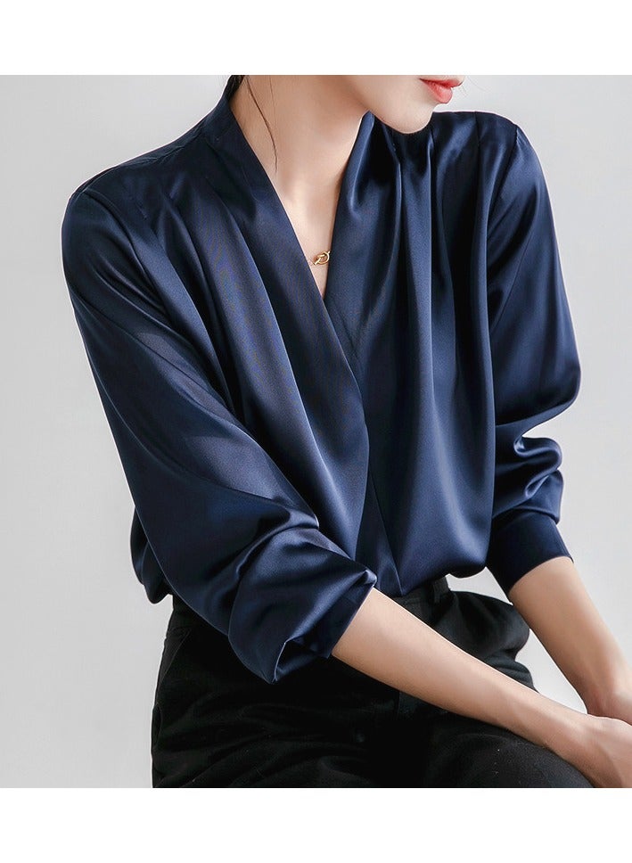Shougu New Temperament Solid Color Shirt Women's Long Sleeved Shirt  - Image 2
