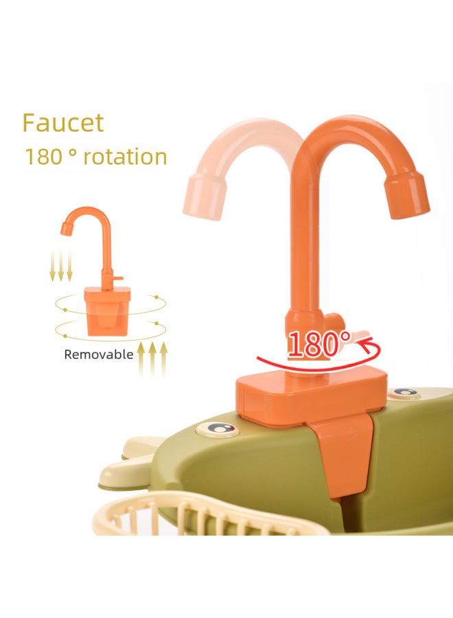 Fun Simulation Kitchen Sink Electric Vegetable Washing Basin Recirculating Water Hand Washing Station Children's Dishwasher Toy-Color:Simulation Dishwasher 19PCs-powder -6058-Specifications:Charging Kit - Image 5