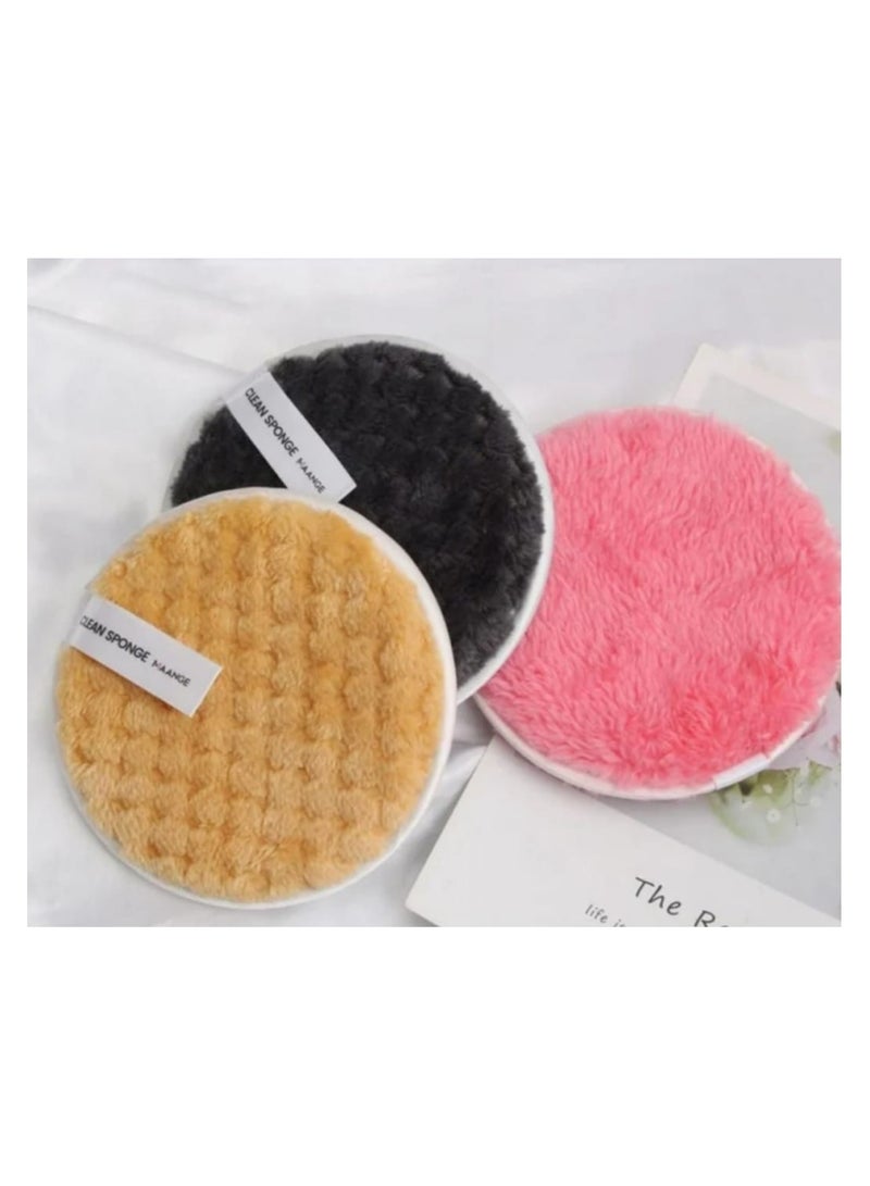 Generic 3 Pieces Makeup Remover Microfiber Puff Facial Body Clean Sponge Random Color - Image 2